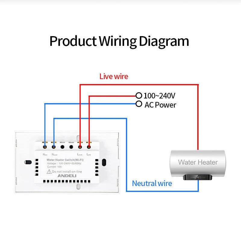 ANDELI Tuya EU US Israe WiFi Smart Water Heater Boiler Switch 4400W Air Conditioner Switch Works With Alexa Alice Google Home - Spotlights shopping