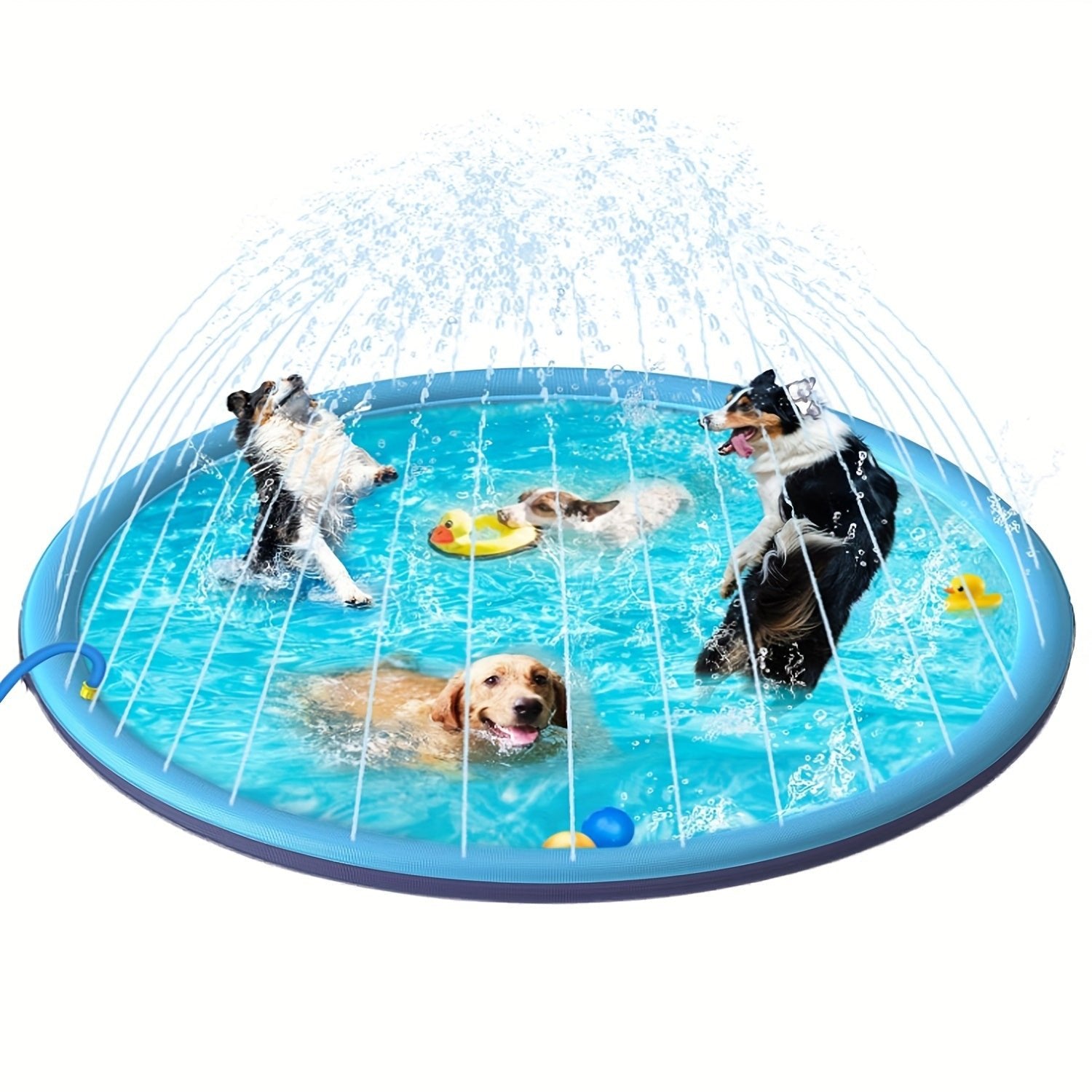 Antislip honden spettermat met watersproeiers voor verkoeling en speelplezier in de tuin tijdens warme zomerdagen