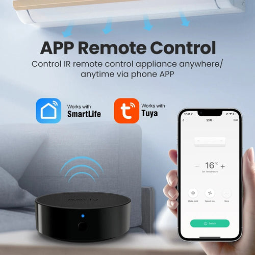 AVATTO Tuya WiFi IR-afstandsbediening voor airconditioners, tv's en smart home bediening
