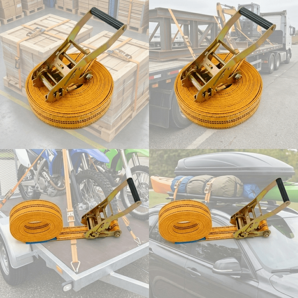 Zware ratelspanbanden, 2' x 6,1 meter, zonder haak, 2993,71 kg breeksterkte, spanbanden voor vrachtwagens, aanhangers, verhuizen