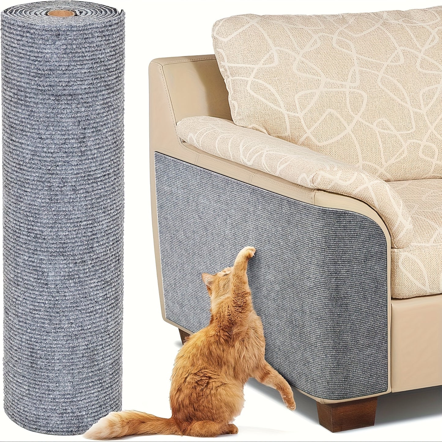 Kattenkrabpaal Kattenkrabmat Zelfklevend Polyester Materiaal - Multi-Size Pakket Veelzijdig en Duurzaam Kattenkrabplank, Interactieve Kattenklimmat Kattenkrabstickers voor Thuisgebruik Perfect Cadeau voor Uw Kat