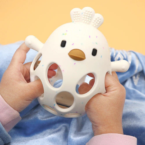 Baby bijtring handschoen met siliconen kuikendesign voor doorkomende tandjes