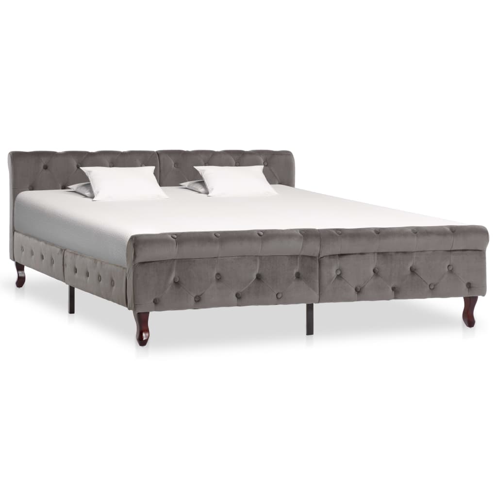 Fluwelen Bedframe 120x200 cm Grijs | Gestoffeerd Bed met Hoofdbord - Spotlights shopping