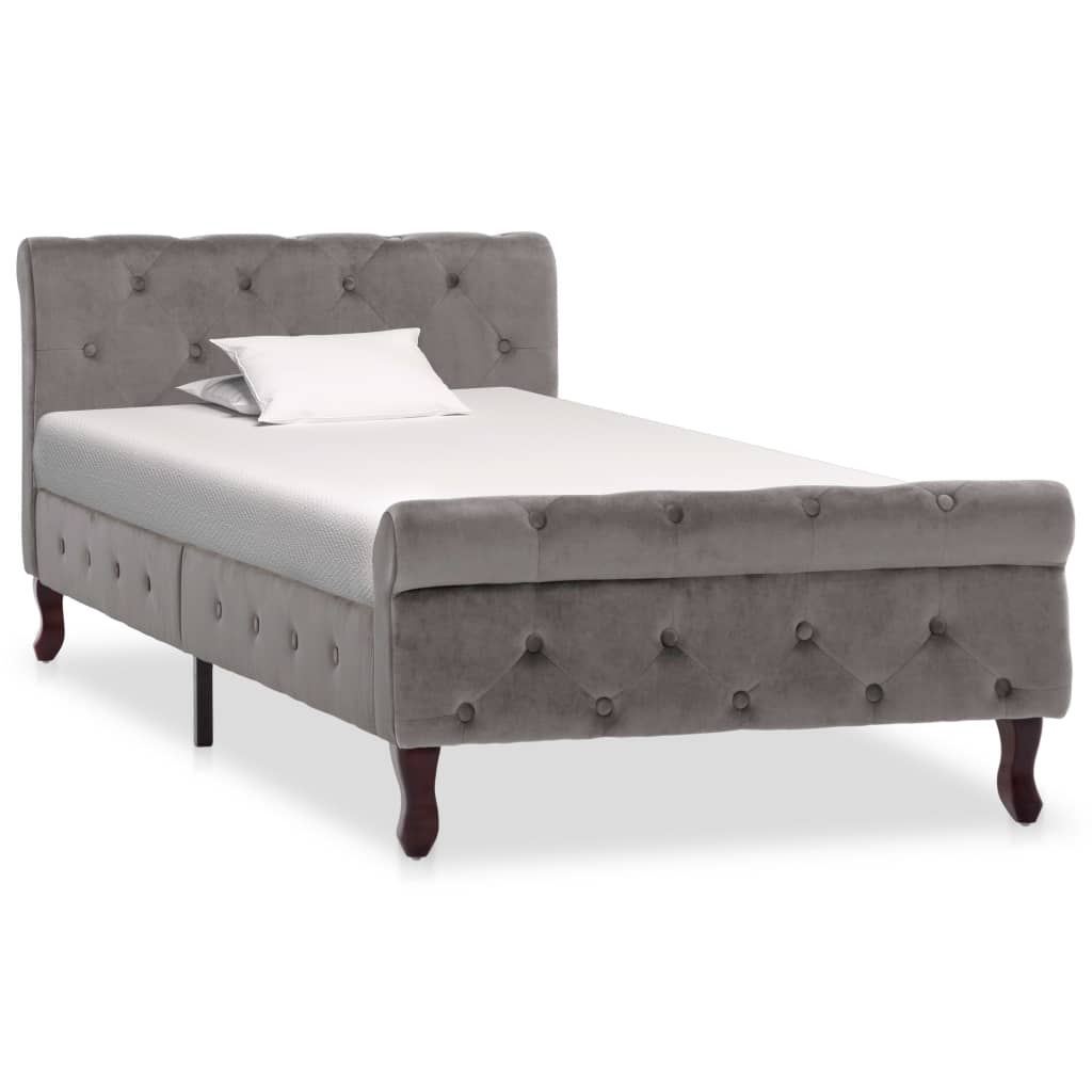 Fluwelen Bedframe 120x200 cm Grijs | Gestoffeerd Bed met Hoofdbord - Spotlights shopping