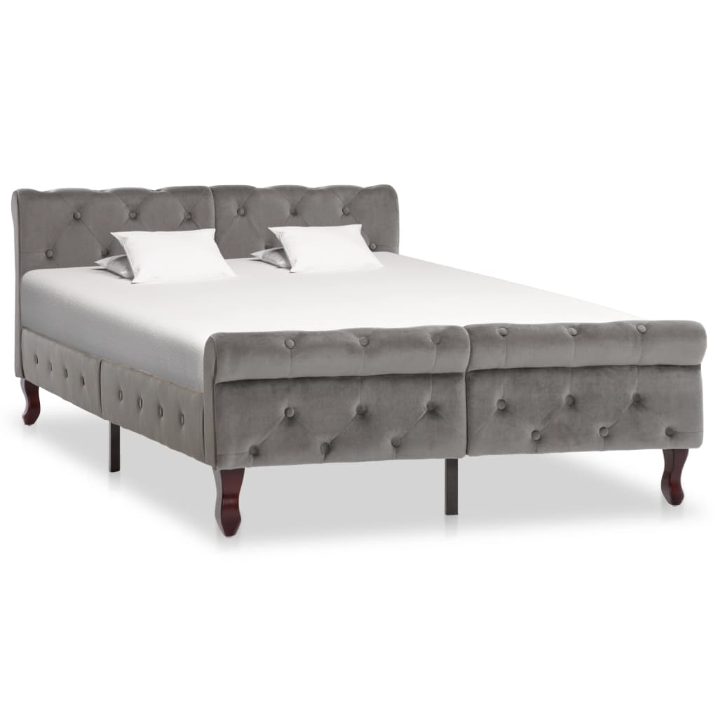 Fluwelen Bedframe 120x200 cm Grijs | Gestoffeerd Bed met Hoofdbord - Spotlights shopping