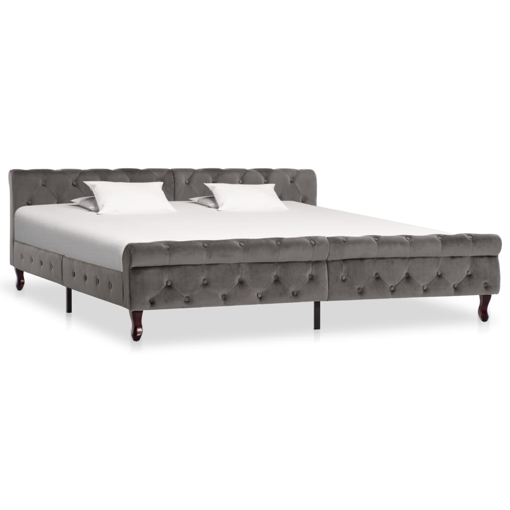 Fluwelen Bedframe 120x200 cm Grijs | Gestoffeerd Bed met Hoofdbord - Spotlights shopping