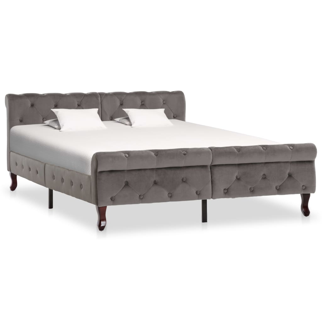Fluwelen Bedframe 120x200 cm Grijs | Gestoffeerd Bed met Hoofdbord - Spotlights shopping
