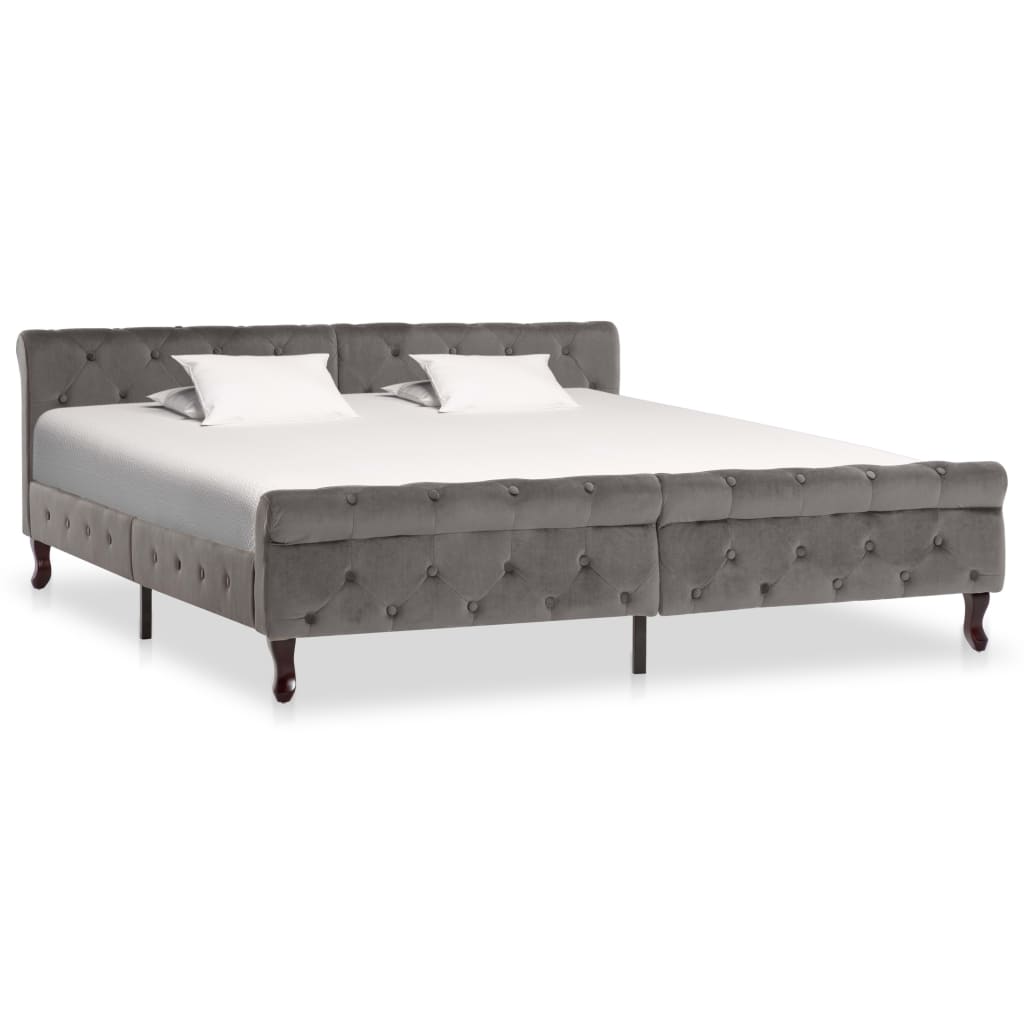 Fluwelen Bedframe 120x200 cm Grijs | Gestoffeerd Bed met Hoofdbord - Spotlights shopping