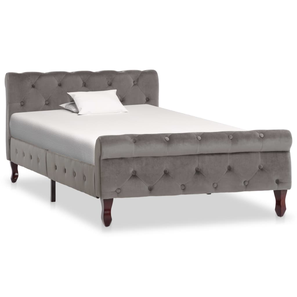 Fluwelen Bedframe 120x200 cm Grijs | Gestoffeerd Bed met Hoofdbord - Spotlights shopping