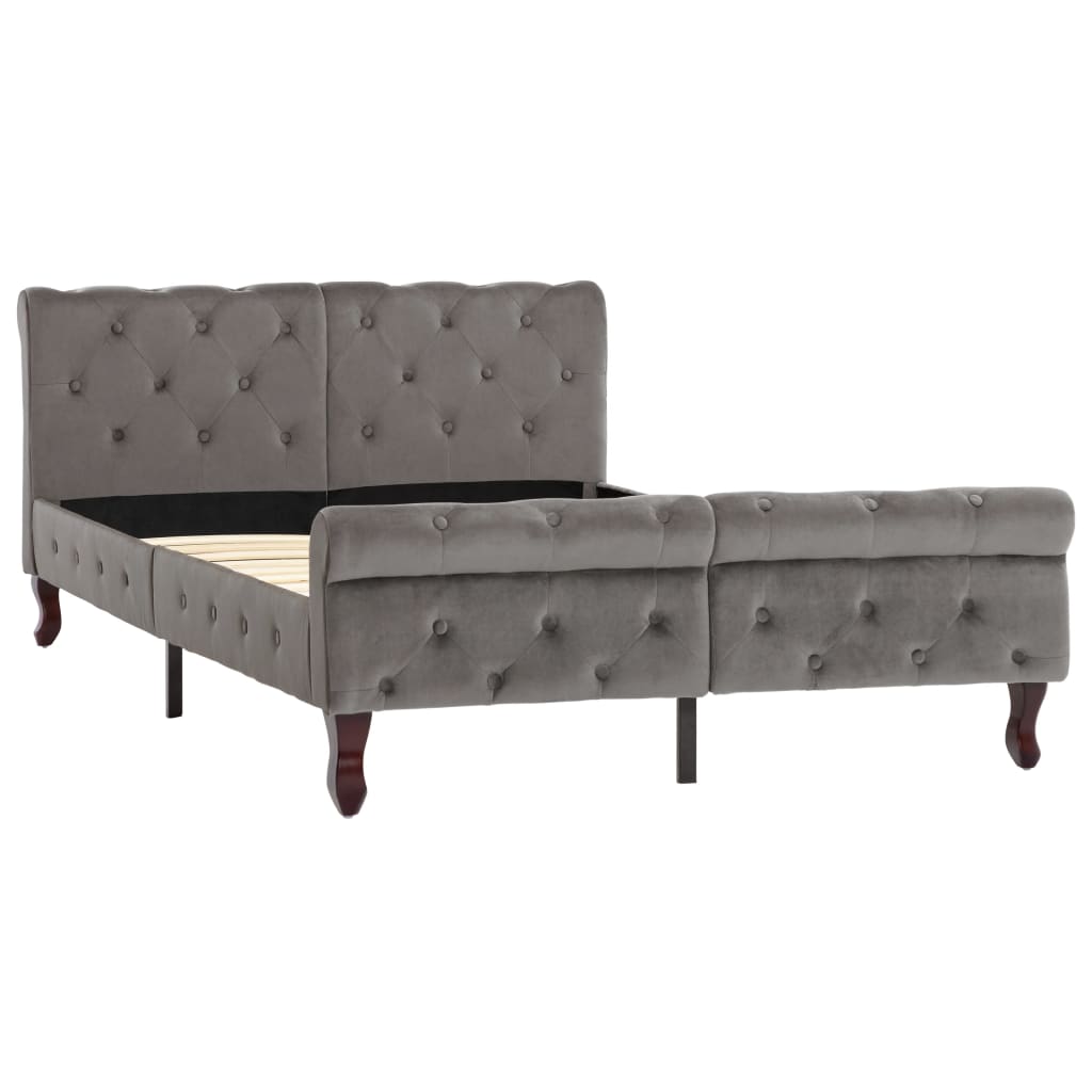 Fluwelen Bedframe 120x200 cm Grijs | Gestoffeerd Bed met Hoofdbord - Spotlights shopping