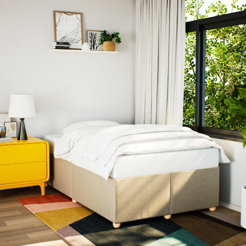 Taupekleurig gestoffeerd bedframe van 200x200 cm met stevige lattenbodem voor tweepersoonsmatras