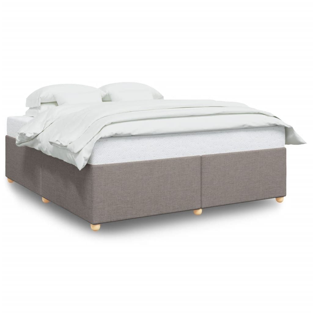 Taupekleurig gestoffeerd bedframe van 200x200 cm met stevige lattenbodem voor tweepersoonsmatras