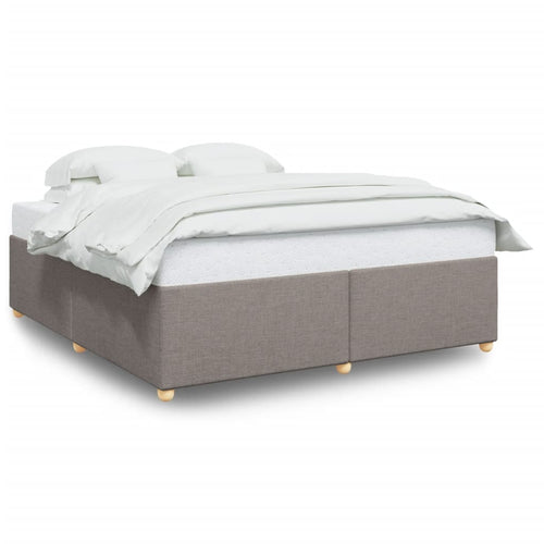 Taupekleurig gestoffeerd bedframe van 200x200 cm met stevige lattenbodem voor tweepersoonsmatras