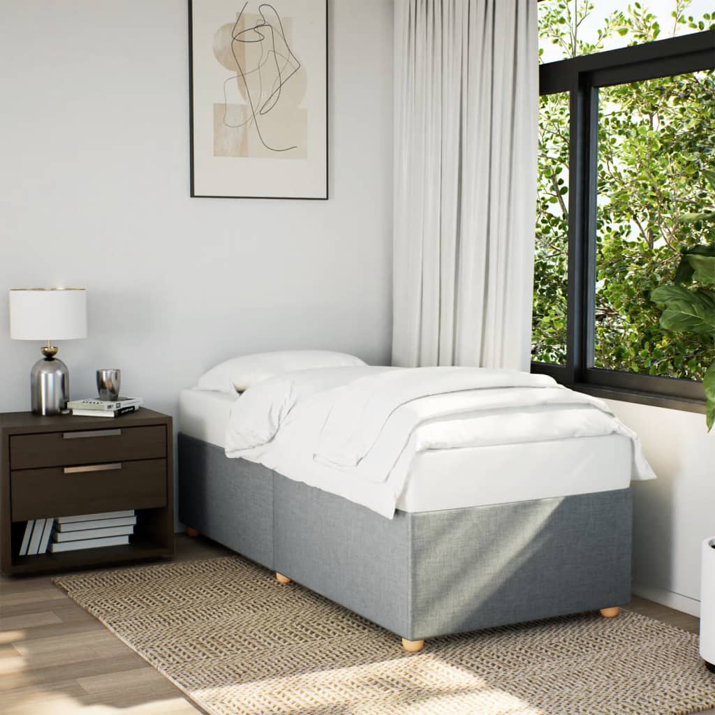Taupekleurig gestoffeerd bedframe van 200x200 cm met stevige lattenbodem voor tweepersoonsmatras