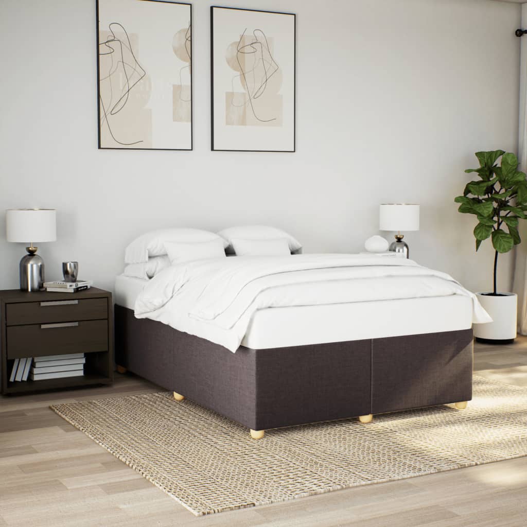 Taupekleurig gestoffeerd bedframe van 200x200 cm met stevige lattenbodem voor tweepersoonsmatras
