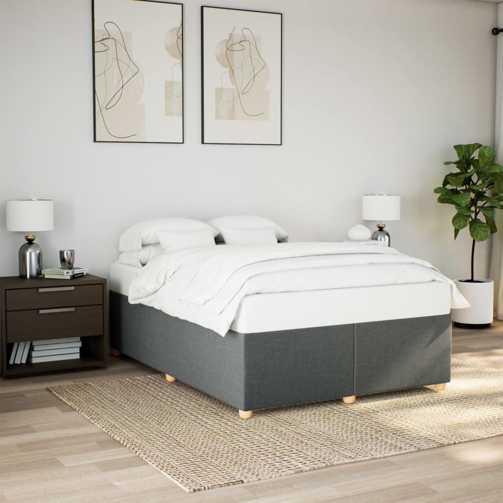 Taupekleurig gestoffeerd bedframe van 200x200 cm met stevige lattenbodem voor tweepersoonsmatras