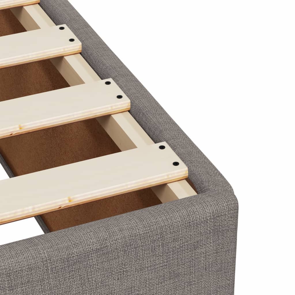 Taupekleurig gestoffeerd bedframe van 200x200 cm met stevige lattenbodem voor tweepersoonsmatras