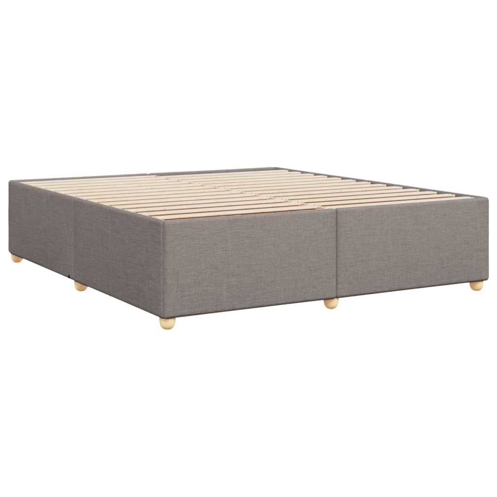 Taupekleurig gestoffeerd bedframe van 200x200 cm met stevige lattenbodem voor tweepersoonsmatras