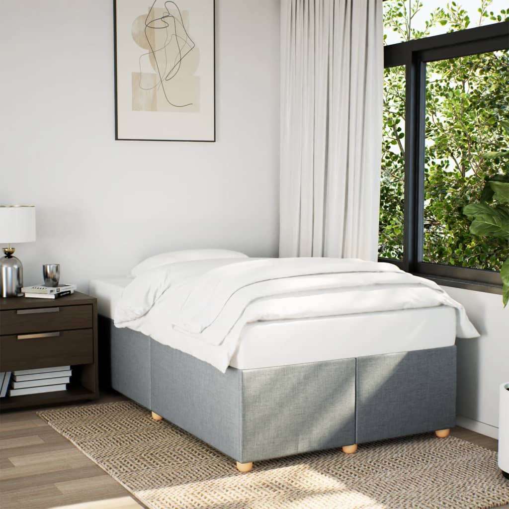 Taupekleurig gestoffeerd bedframe van 200x200 cm met stevige lattenbodem voor tweepersoonsmatras