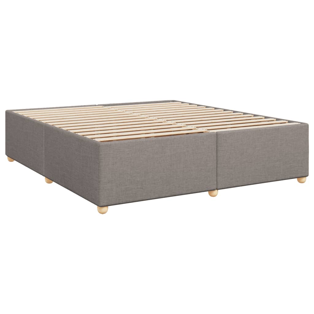 Taupekleurig gestoffeerd bedframe van 200x200 cm met stevige lattenbodem voor tweepersoonsmatras