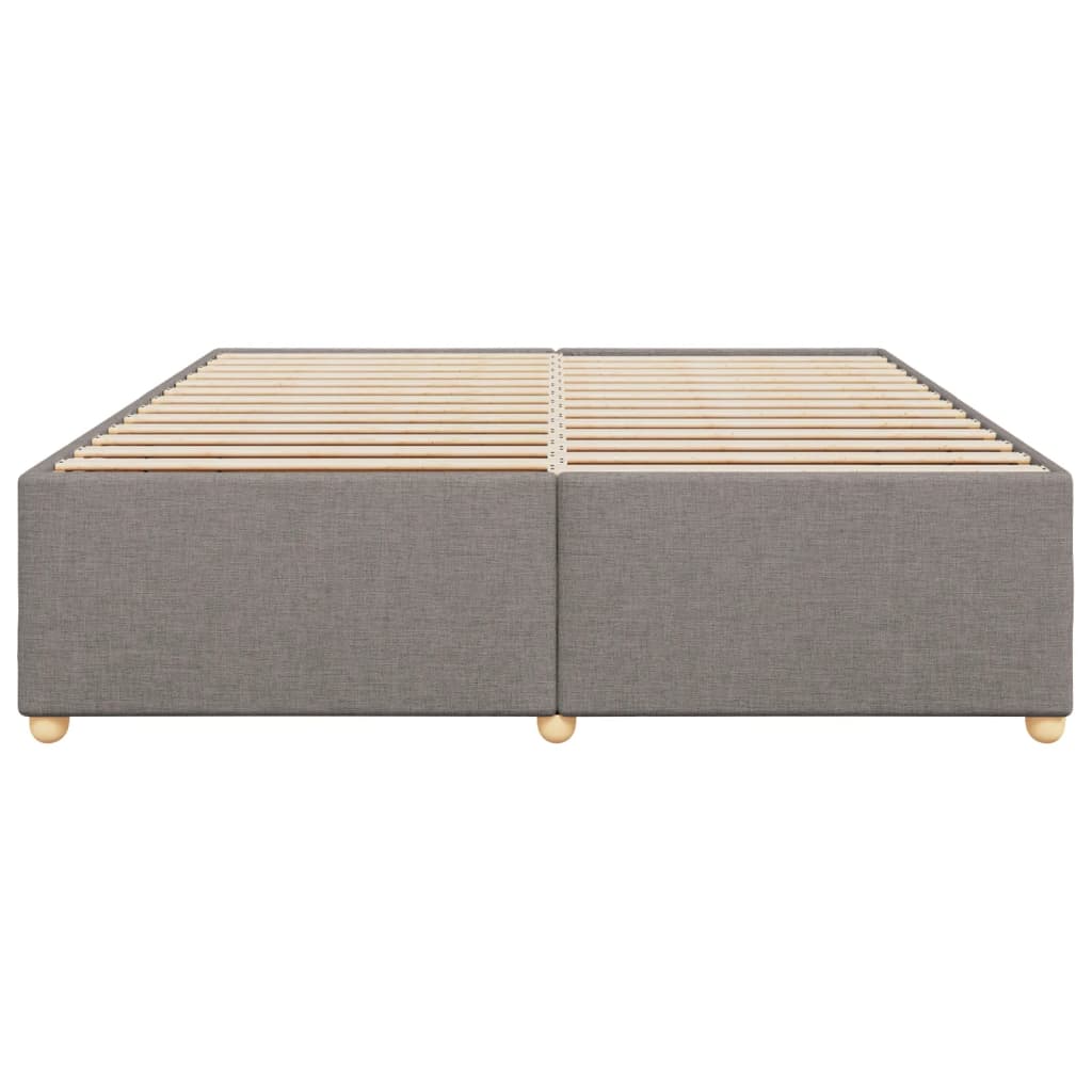 Taupekleurig gestoffeerd bedframe van 200x200 cm met stevige lattenbodem voor tweepersoonsmatras