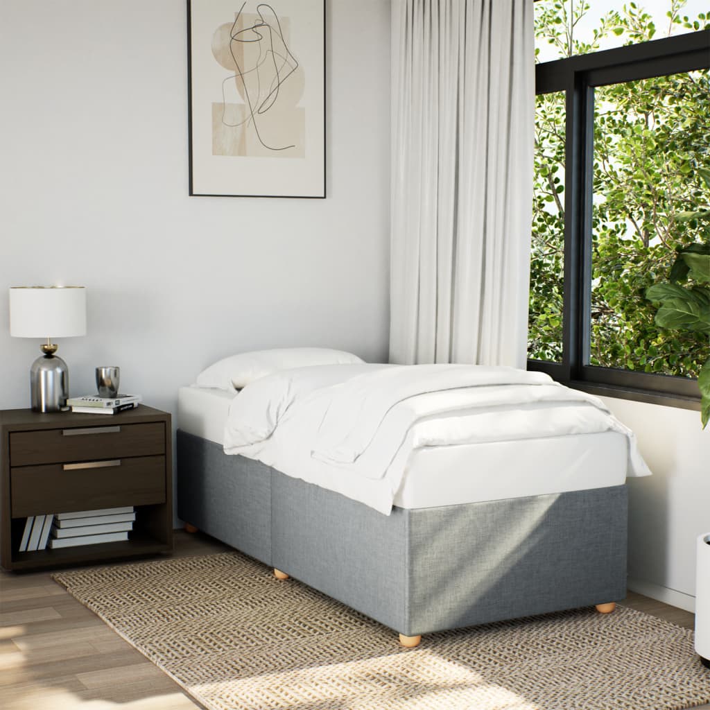 Taupekleurig gestoffeerd bedframe van 200x200 cm met stevige lattenbodem voor tweepersoonsmatras