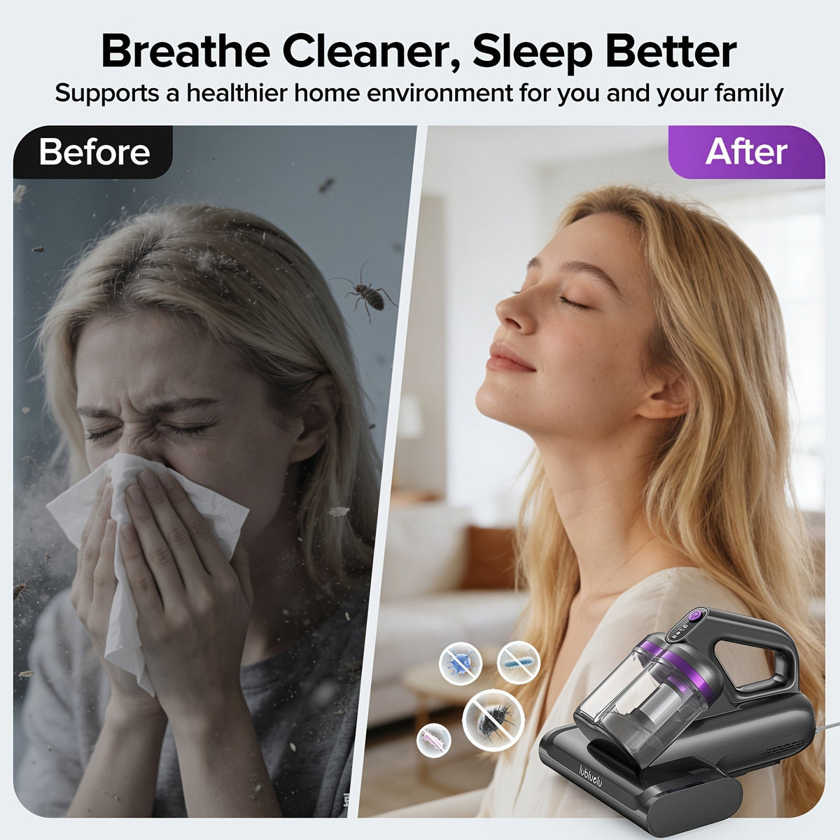Lubluelu matrasstofzuiger met HEPA-filter