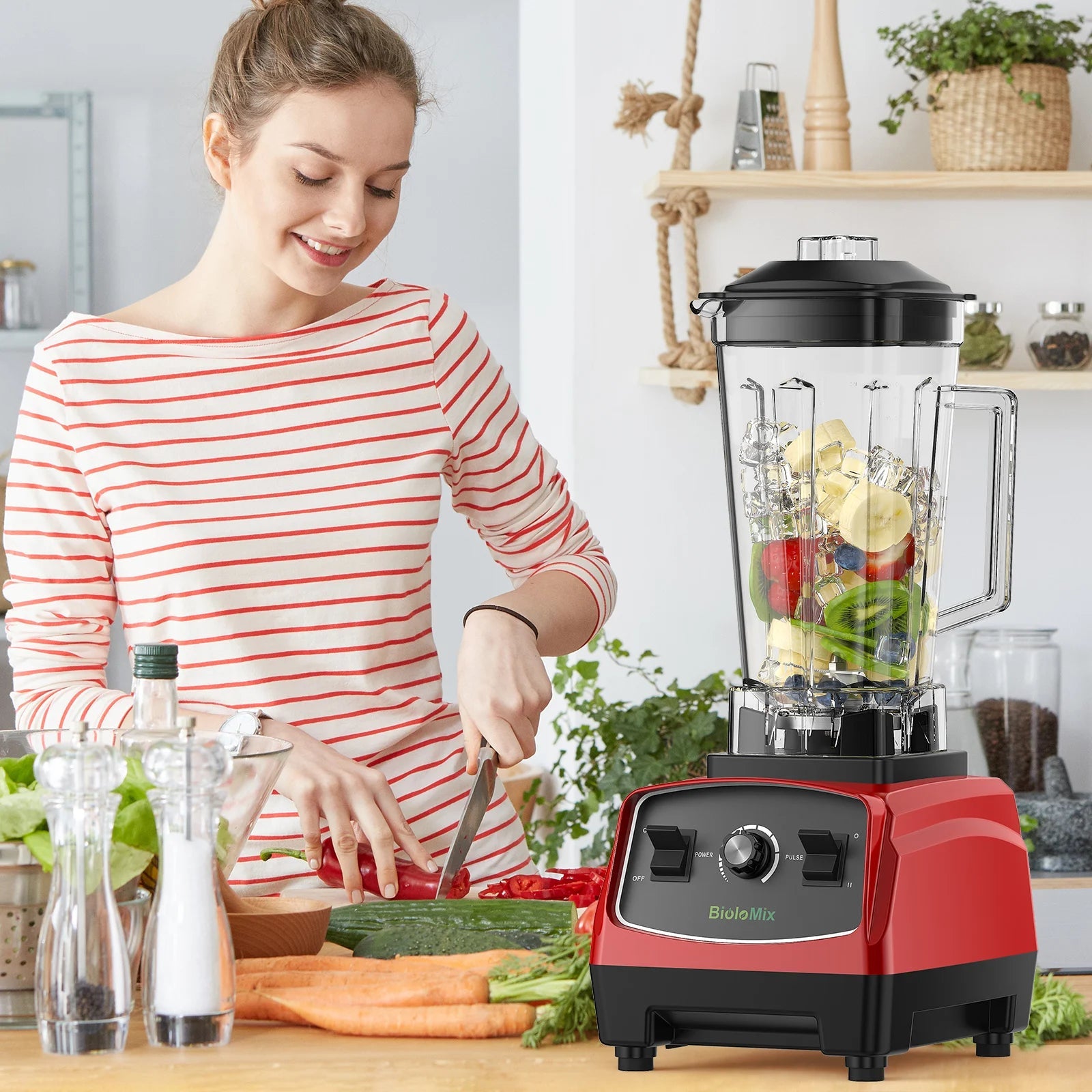 Biolomix Professionele Blender 2200W – 2L Smoothie Blender met IJscrusher 30.000 RPM - Spotlights shopping