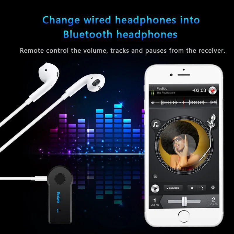 Bluetooth 5.0 AUX ontvanger met 3,5 mm aansluiting voor draadloos muziek streamen in auto en op speakers