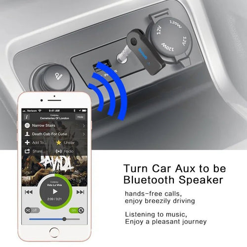 Bluetooth 5.0 AUX ontvanger met 3,5 mm aansluiting voor draadloos muziek streamen in auto en op speakers