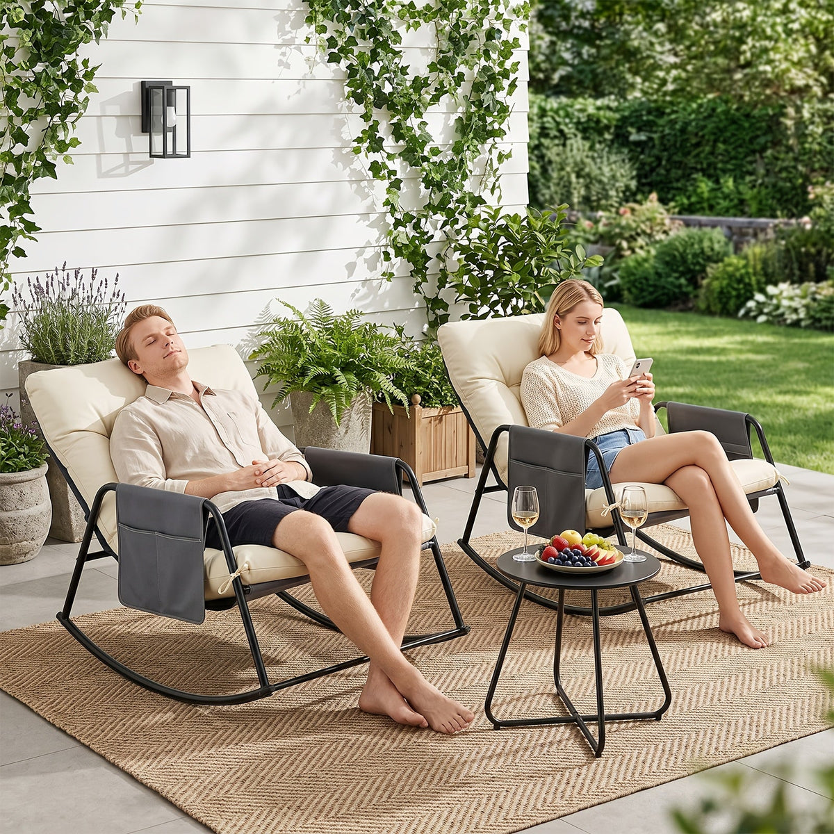 Bonnlo Balkonset 3-delig met 2 Schommelstoelen - Spotlights shopping