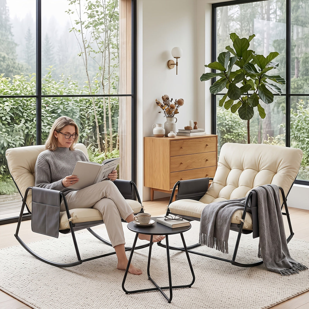 Bonnlo Balkonset 3-delig met 2 Schommelstoelen - Spotlights shopping