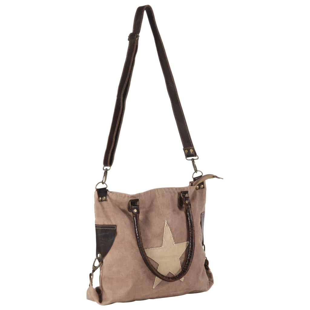 Boodschappentas 41X63 Cm Canvas En Echt Leer - Spotlights shopping