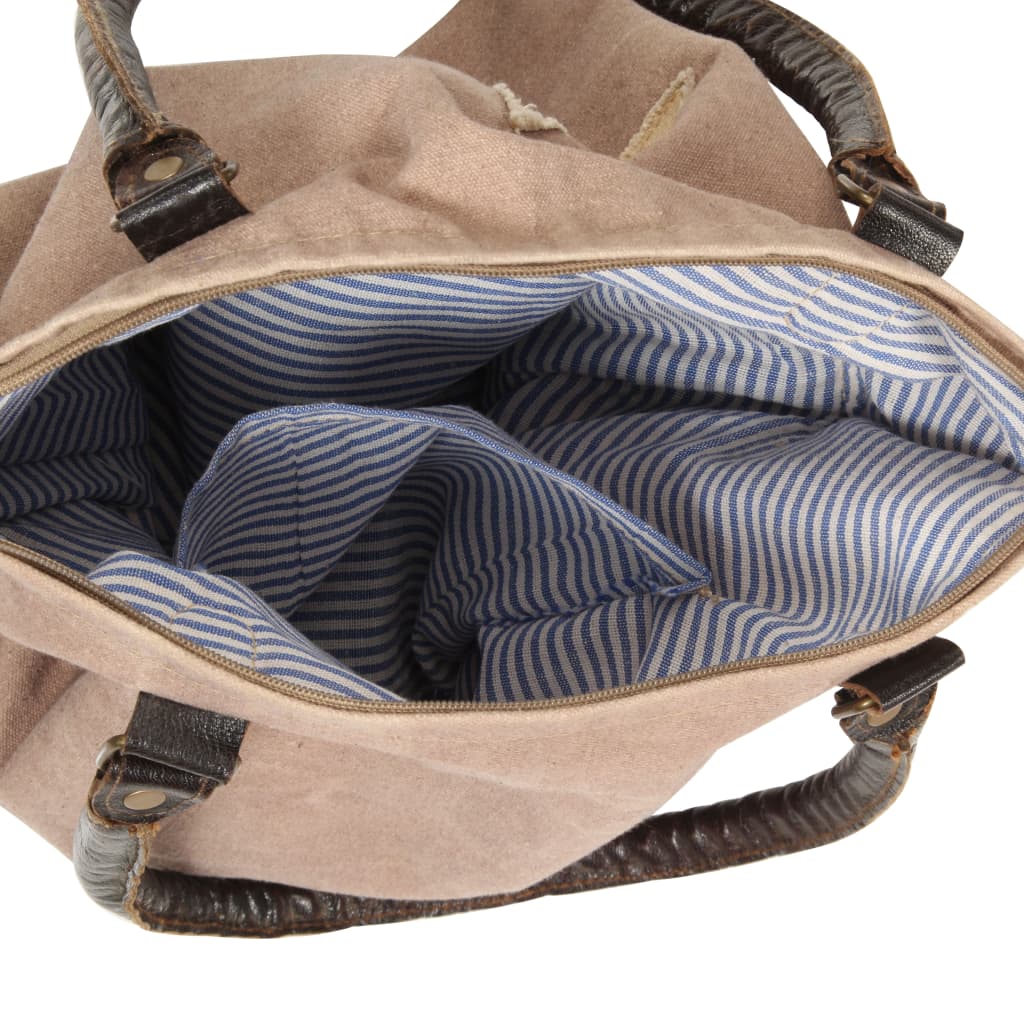 Boodschappentas 41X63 Cm Canvas En Echt Leer - Spotlights shopping