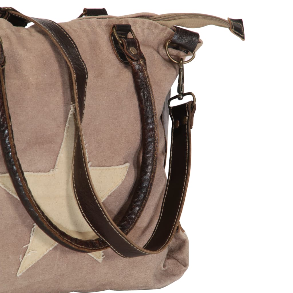 Boodschappentas 41X63 Cm Canvas En Echt Leer - Spotlights shopping