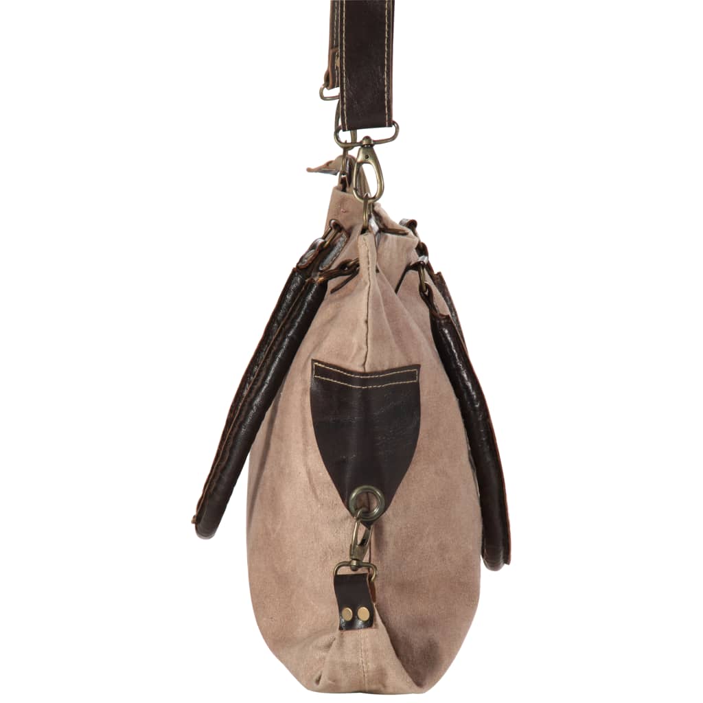 Boodschappentas 41X63 Cm Canvas En Echt Leer - Spotlights shopping