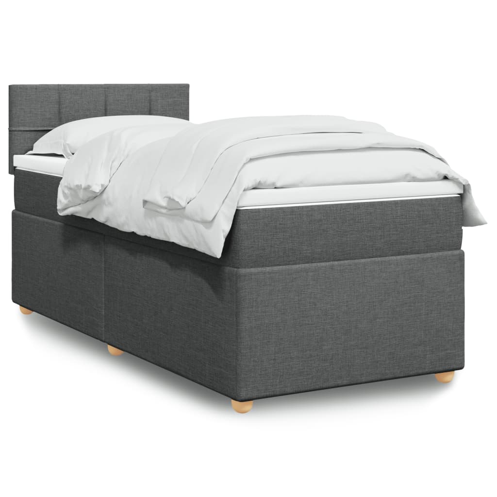 Taupekleurige boxspring van 200x200 cm met pocketveringmatrassen, topmatras en gestoffeerd hoofdbord