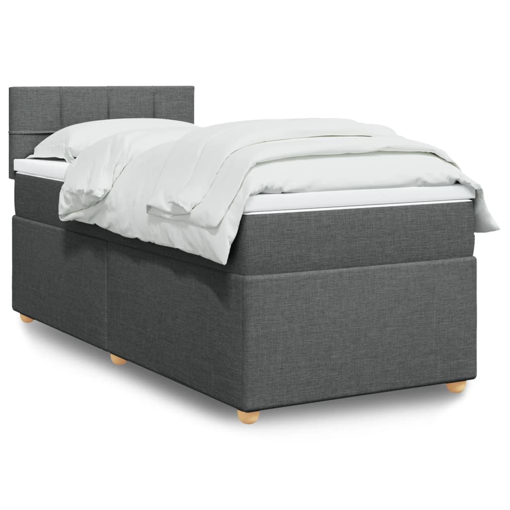 Taupekleurige boxspring van 200x200 cm met pocketveringmatrassen, topmatras en gestoffeerd hoofdbord