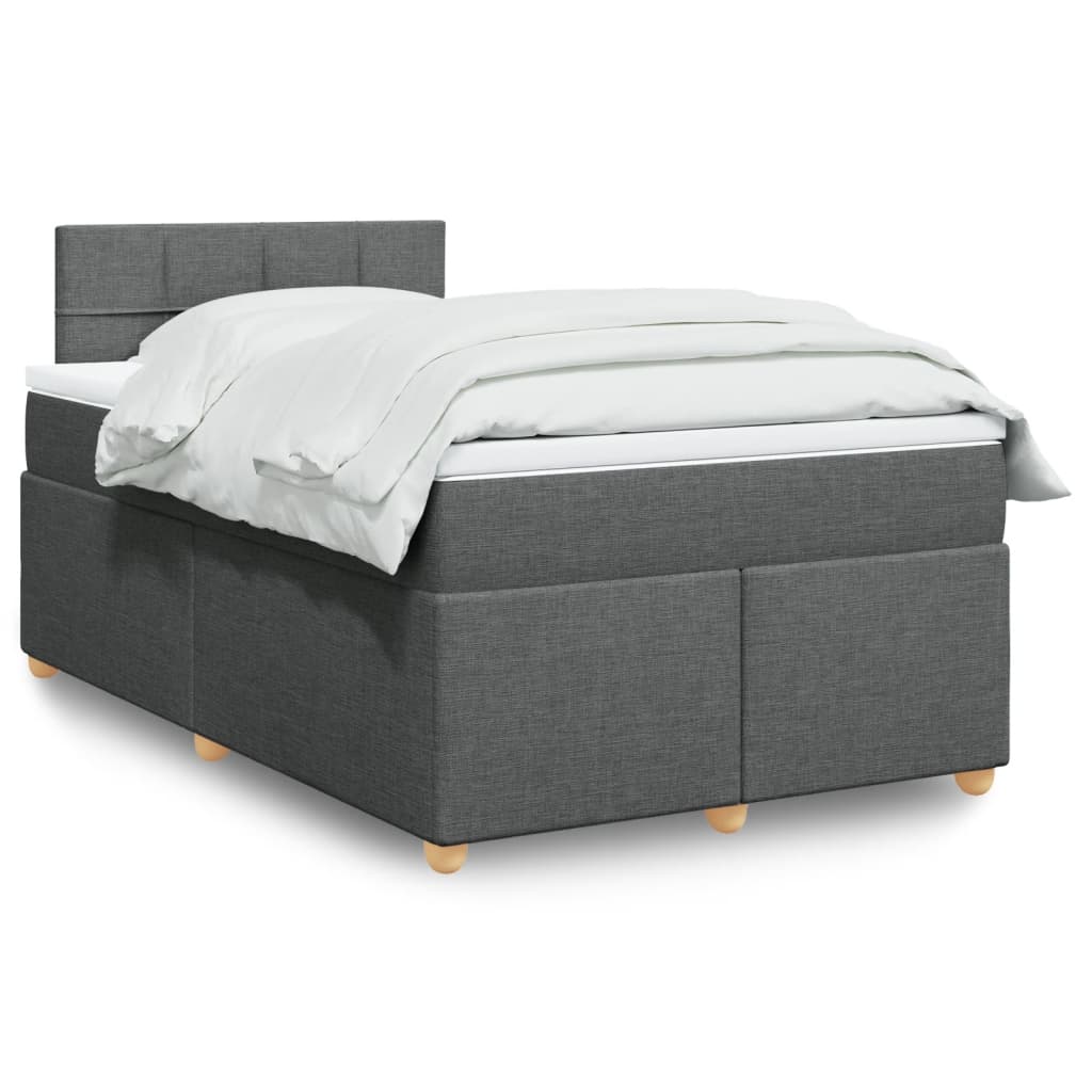 Taupekleurige boxspring van 200x200 cm met pocketveringmatrassen, topmatras en gestoffeerd hoofdbord