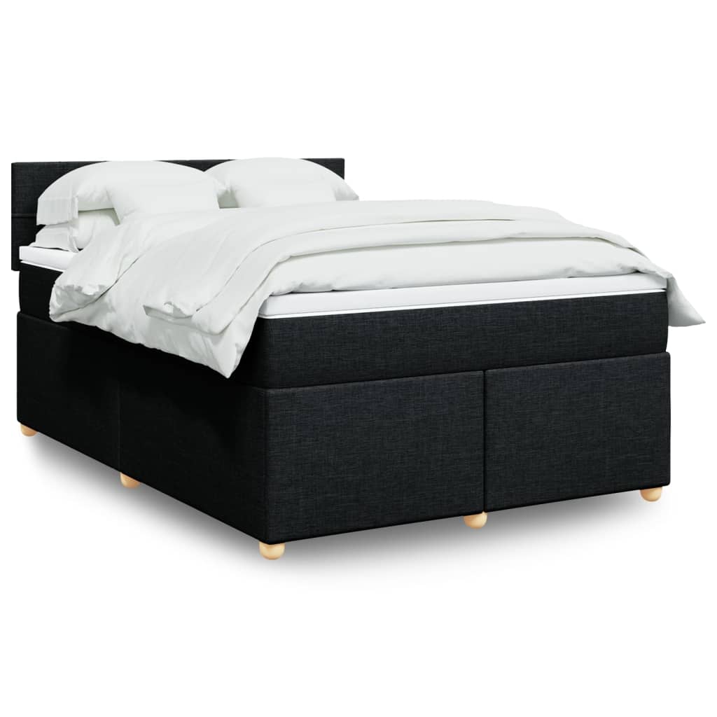 Taupekleurige boxspring van 200x200 cm met pocketveringmatrassen, topmatras en gestoffeerd hoofdbord