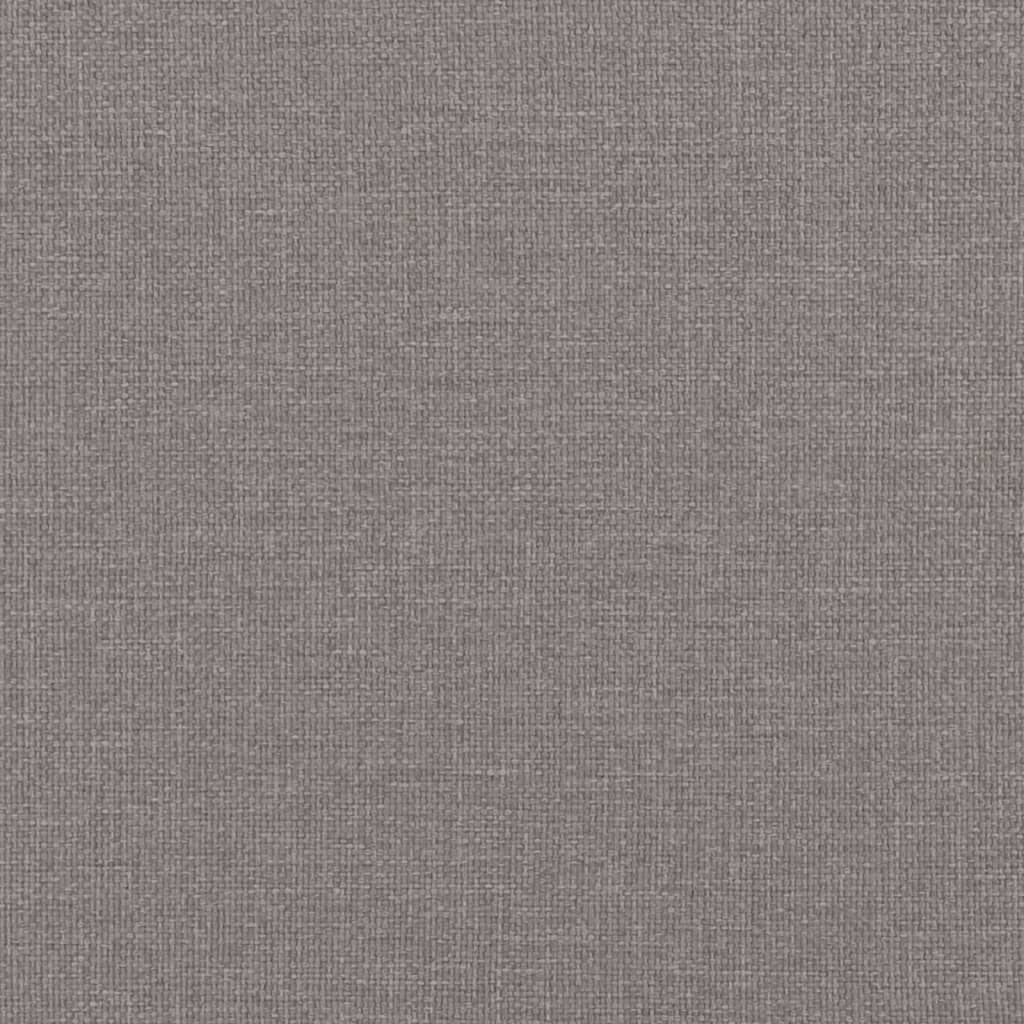 Taupekleurige boxspring van 200x200 cm met pocketveringmatrassen, topmatras en gestoffeerd hoofdbord