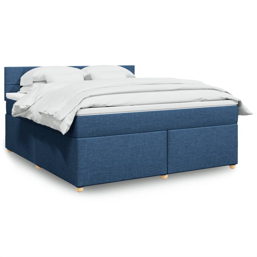 Taupekleurige boxspring van 200x200 cm met pocketveringmatrassen, topmatras en gestoffeerd hoofdbord