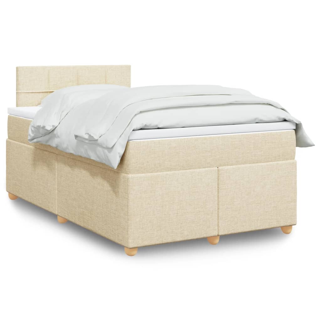 Taupekleurige boxspring van 200x200 cm met pocketveringmatrassen, topmatras en gestoffeerd hoofdbord