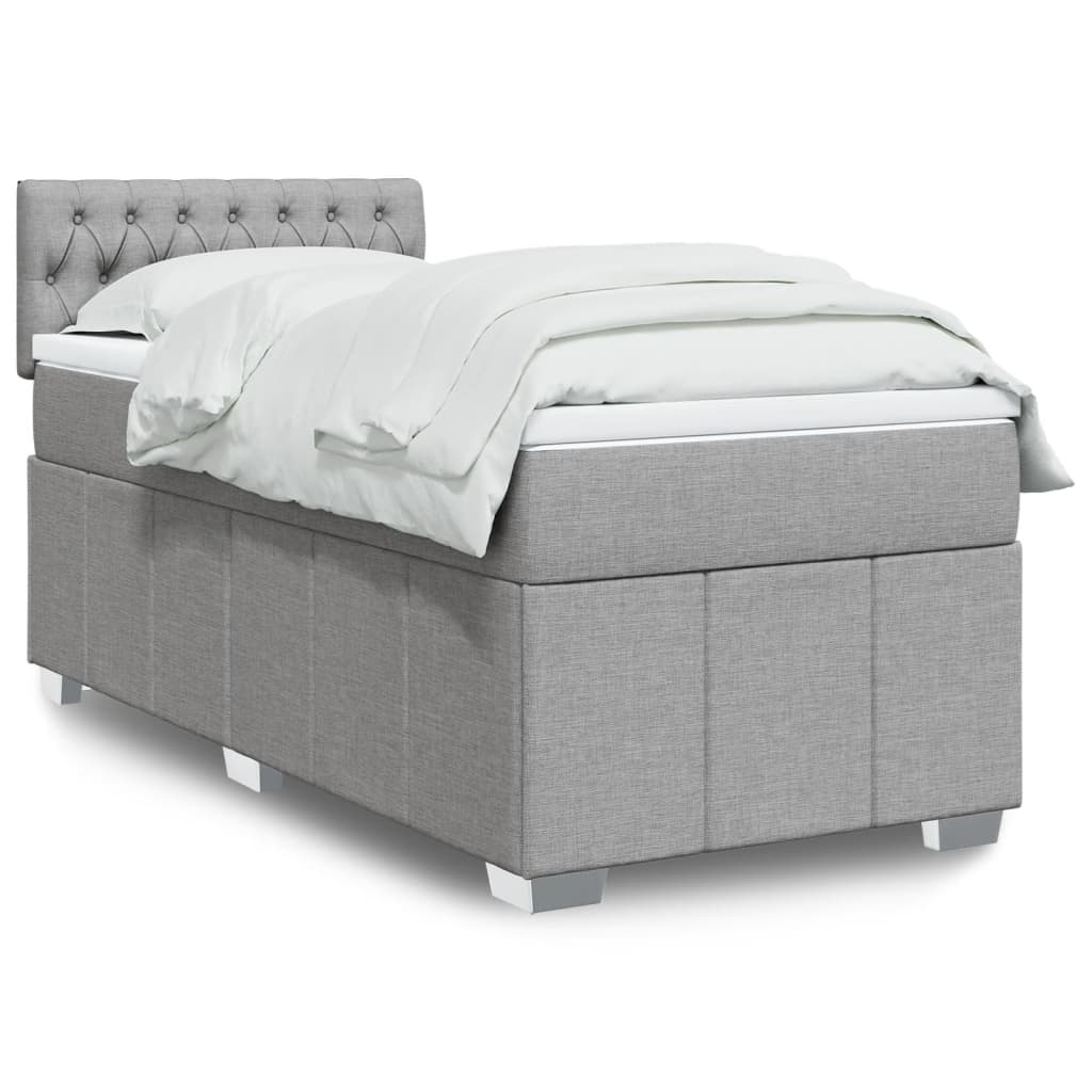 Crème boxspring 120x190 cm met gestoffeerd hoofdbord, pocketveringmatras, topmatras en LED-verlichting