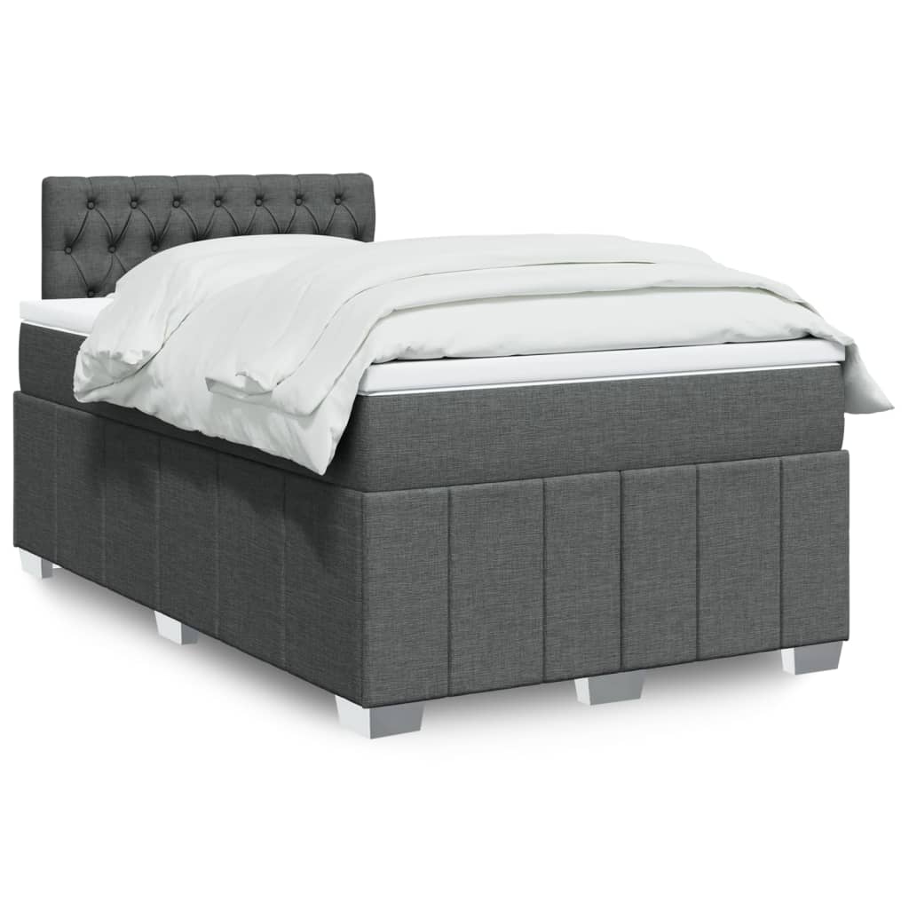 Crème boxspring 120x190 cm met gestoffeerd hoofdbord, pocketveringmatras, topmatras en LED-verlichting