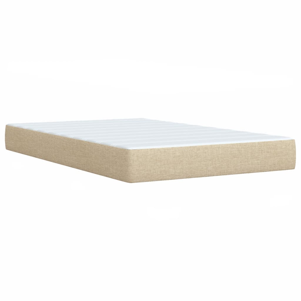 Crème boxspring 120x190 cm met gestoffeerd hoofdbord, pocketveringmatras, topmatras en LED-verlichting