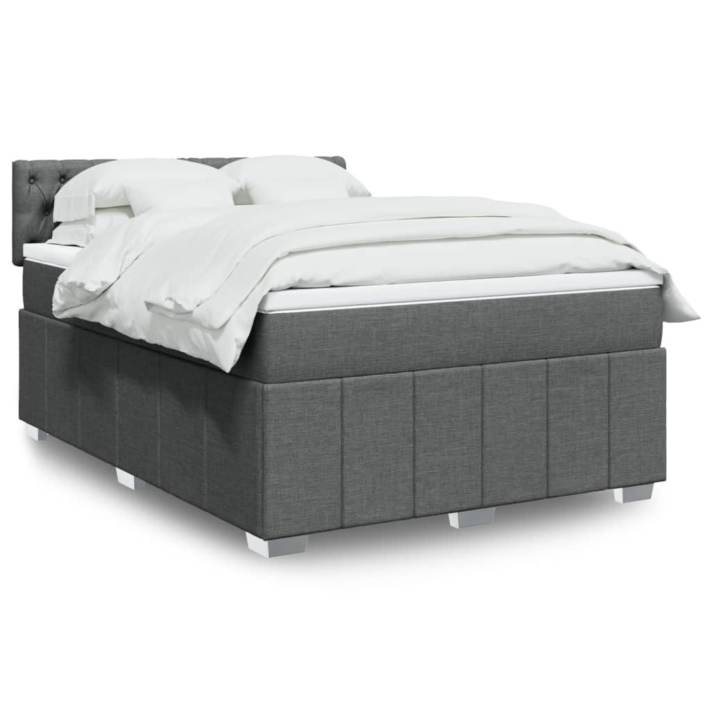 Crème boxspring 120x190 cm met gestoffeerd hoofdbord, pocketveringmatras, topmatras en LED-verlichting