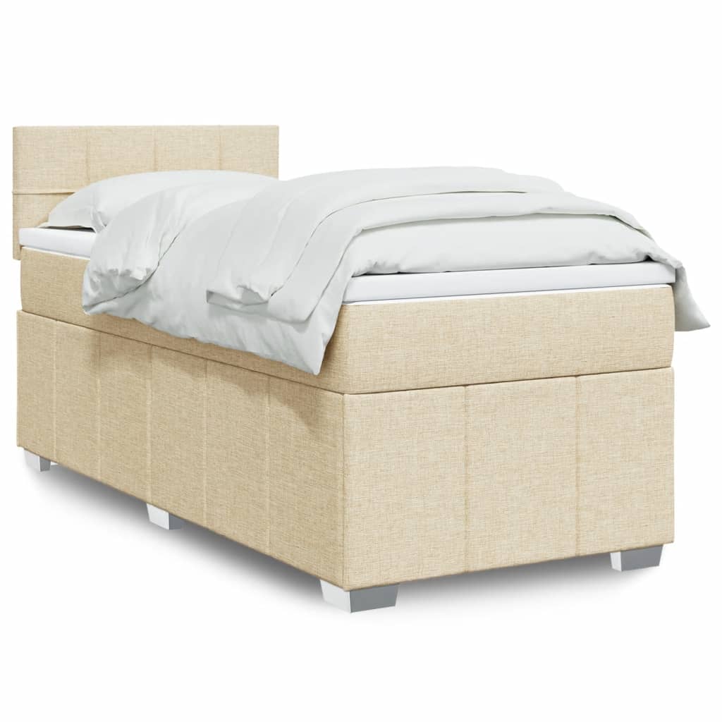 Boxspring 120x190 cm Crème met LED | Compleet Bed met Pocketveringmatras & Topmatras - Spotlights shopping