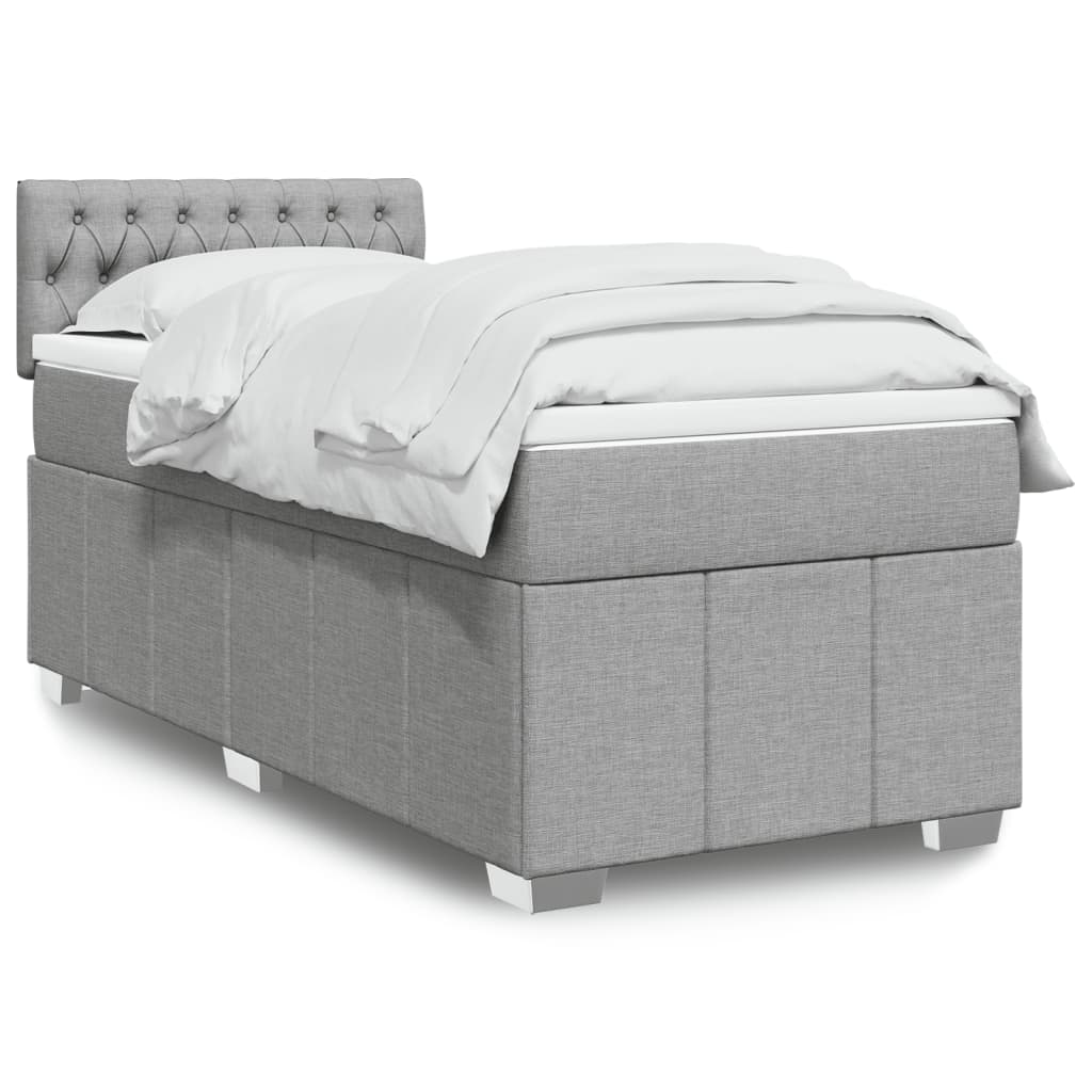 Crème boxspring 120x190 cm met gestoffeerd hoofdbord, pocketveringmatras, topmatras en LED-verlichting