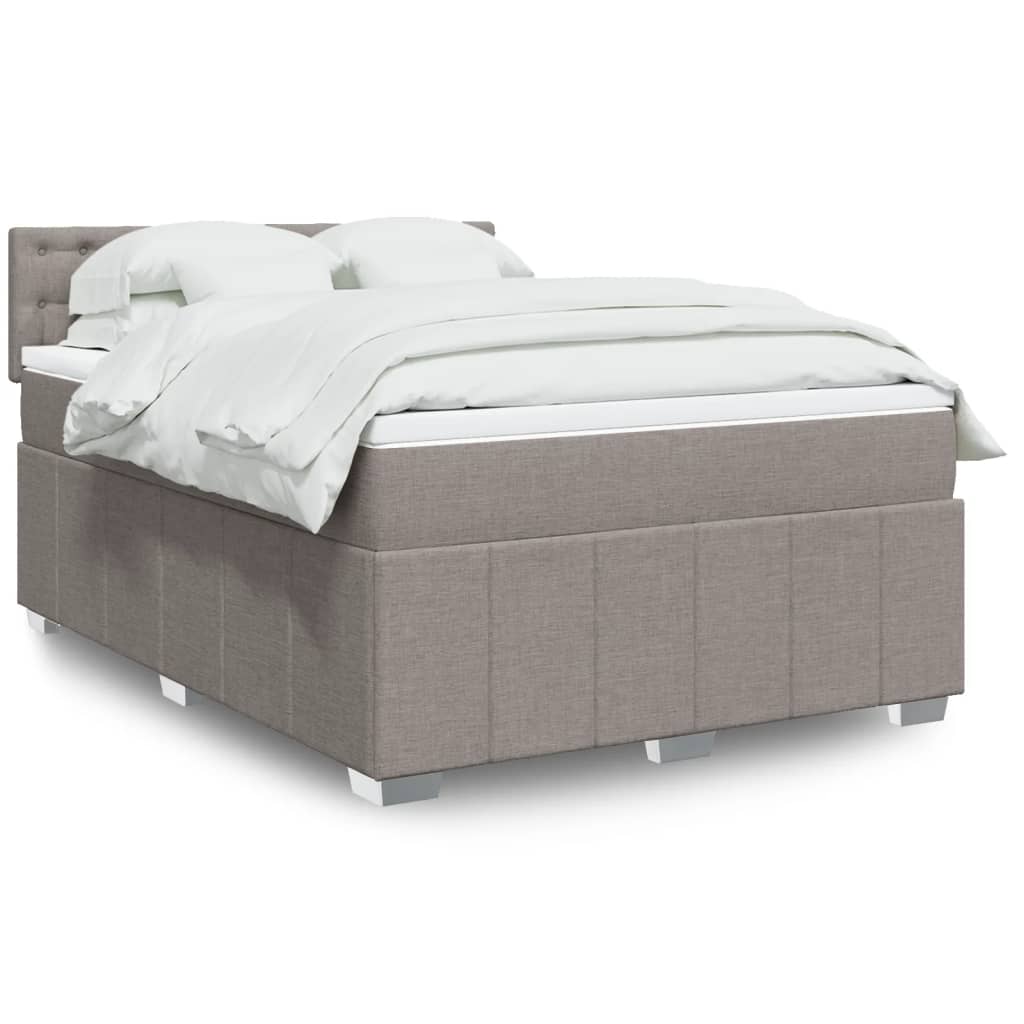 Boxspring 120x190 cm Crème | Compleet Bed met Pocketveringmatras, Topmatras & Verstelbaar Hoofdbord - Spotlights shopping